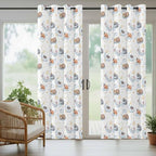 Cartoon Animals Outdoor Curtains for Patio Raccoons Rabbits Moon Waterproof Outside Curtains with Grommet Top Weatherproof Curtain for Cabana Pergola Gazebo, 1 Panel, 54" W x 84" L