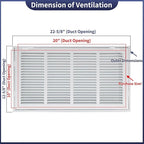 20"W x 10"H [Duct Opening Size] Steel Return Air Filter Grille - Removable Face/Door for 1 inch Filters -HVAC Vent Cover Grill - White [Outer Dimensions: 22 5/8"W X 12 5/8"H]