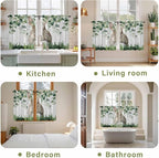 Easter Kitchen Curtains, Country Rabbit Botanical Leaves Wooden Grain Light Filtering Window Curtain Panels, 2Pcs Rod Pocket Window Treatments Set for RV Dining Room Study Room 42x45 Inches
