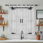 Farmhouse Wood Grain Living Room Curtains 84 Inch Length, Window Curtains Tab Top, Vintage Country Barn Gate Grey Light Filtering Window Treatments Drapes 42"x84" 2 Panel