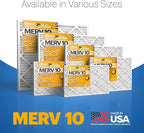 BNX TruFilter 20x25x1 MERV 10 (4-Pack) AC Furnace Air Filter - MADE IN USA - Pleated Air Conditioner HVAC AC Furnace Filters - Removes Odor, Mold, Bacteria, Smoke