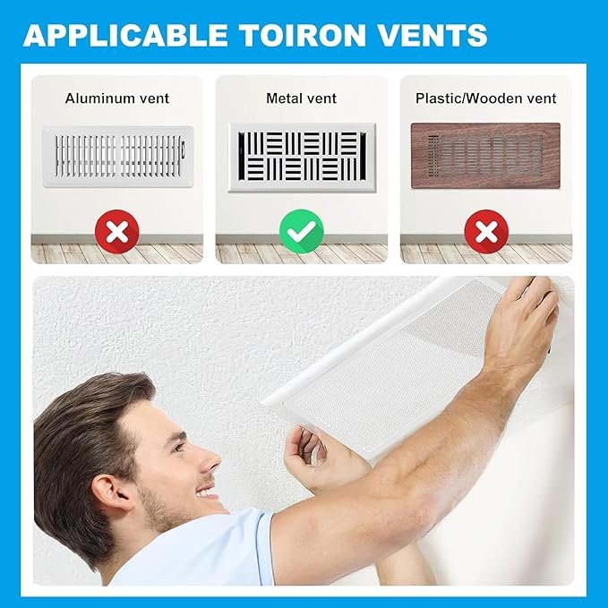4 PCS White Magnetic Vent Covers - 4.7"x10.2" Magnetic Air Vent Screen - for Floor/Wall/Ceiling Registers - Easy Install, Secure Fit - Durable(Fits Registers 5" to 6" Wx 10" to11" L)