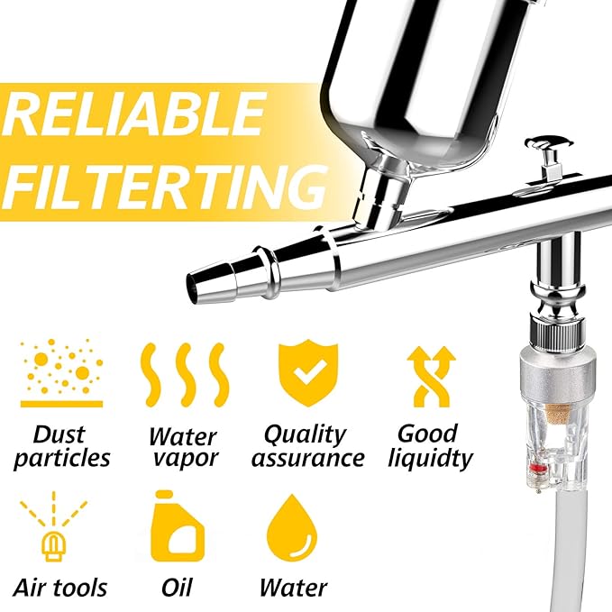 Honoson 6 Pcs 3 Pcs Airbrush in-line Water Trap Mini Air Filter Connect Separator for Connects Directly onto Airbrushes and Hoses with 1/8 Bsp Threads