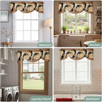 Farmhouse Cow Tie Up Valance Curtains for Windows, Kitchen Curtains Window Shades, Country Vintage Animals Wooden Grain Light Filtering Roman Curtain Valances for Bedroom/Bathroom/Cafe 42"x12"