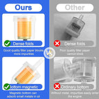 10 PCS 1/4 Inch and 5/16 Inch Gas Inline Fuel Filters with Magnet for Kawasaki, Kohler, John Deere, Lawn Mower, Small Engine, Upgrade Universal Replacement Fuel Filter with 10 Clips