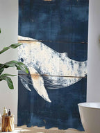 Sheer Curtains 84 Inches Long, Ocean Whale Blue Semi Sheer Curtains Light Filtering Window Treatment, Coastal Vintage Wooden Grain Privacy Voile Drapes for Living Room Bedroom 52x84 Inch