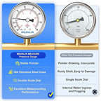 MEANLIN MEASURE -30inHG~60Psi Vacuum Gauge Stainless Steel 1/4" NPT 2" FACE DIAL Waterproof for Air Compressor HVAC Negative Pressure Hand Pump Pool Back Mount with 1/2" NPT and 3/8" NPT Hex Bushing