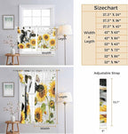 Retro Farmhouse Floral Living Room Curtains 84 Inch Length, Window Curtains Tab Top, Yellow Sunflowers Cows Butterfly Wood Light Filtering Window Treatments Drapes 52"x84" 2 Panel