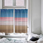 Blue Pink Brown Gradient Wood Grain Window Valance Curtains, Vintage Wood Board Light Filtering Kitchen Valance with 3-inch Rod Pocket for Living Room Bathroom Bedroom,2 Panel,52x45In