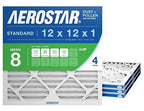 Aerostar 12x12x1 MERV 8 Air Filter, 4 Count, ACTUAL SIZE (11.75 x 11.75 x 0.75), HVAC, Air Conditioning & Furnace Filter Captures Dust, Lint & Pollen (MPR 600 / FPR 5), Made in USA