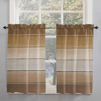 Vintage Brown Gradient Wood Grain Window Valance Curtains, Farmhouse Wood Barn Light Filtering Kitchen Valance with 3-inch Rod Pocket for Living Room Bathroom Bedroom,2 Panel,42x45In