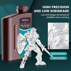 SUNLU High Clear 3D Printer Resin, High Transparency 3D Printing Resin, Resist Yellowing Clear Resin, 405nm UV Curing 3D Printing Photopolymer Resin, Suitable for LCD/DLP/SLA 3D Resin Printer, 1000g