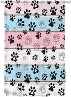 Sheer Curtains 63 Inch Length, Pink Blue Paw Print Semi Sheer Curtains Light Filtering Window Treatment, Vintage Farmhouse Wooden Grain Privacy Voile Drapes for Living Room Bedroom 52x63 Inch