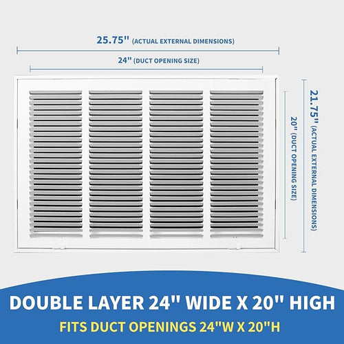 24x20 Return Air Grille [Duct Opening Size],Return Air Vent Cover for Wall Or Ceiling,Steel Return Air Filter Grilles Removable Face/Door for 1 Inch Filters (24"W x 20"H [Duct Opening])
