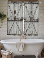 Vintage Gate Living Room Curtains 72 Inches length, Farmhouse Wooden Grain Shabby Chic Door Window Treatment Curtain Drapes, Light Filtering Drapes for Bedroom Laundry Room, 52"x72", 2 Panels