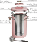 Veken Coffee Canister with Window, Airtight Stainless Steel Kitchen Food Storage Container with Lids, Date Tracker and Scoop for Grounds Coffee, Beans, Tea, Flour, Cereal, Sugar Jars, 22OZ, Pink
