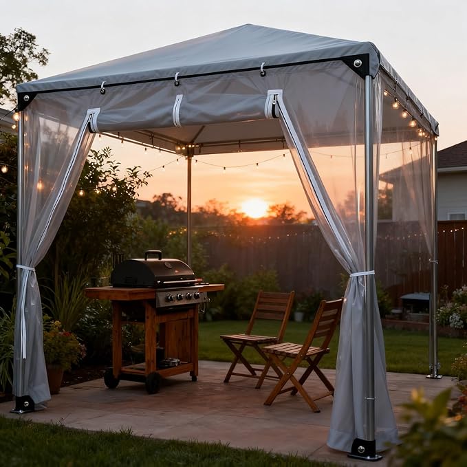 Curtain Patio Enclosure with Zippe, Heavy Duty PVC Transparent Tarpaulin Side Panels, Outdoor Clear Tarp Curtains for Porch, Pergola, Gazebo, Balcony, Patio(3x2.5m)