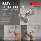Delta Faucet Clarifi Standard Shower Filter Attachment with Filter, Shower Water Filter, Shower Head Filter, Spotshield Nickel 7SF100-SN