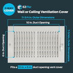 EZ-FLO 10 x 6 Inch (Duct Opening) Air Vent Cover for Wall or Ceiling, Two-Way Ventilation Register, Solid Steel HVAC Register Cover, White, 61610