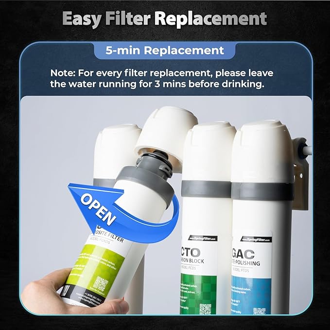 iSpring F5DS-PB Full Filter Replacement Set for DS4B-PB & DS4S-PB Bottleless Water Dispensers, Includes 2x FPDS, 1x FGKDS, 1x FCPBDS and 1x FTDS, Up to 12 Months Based on Usage & Water Quality