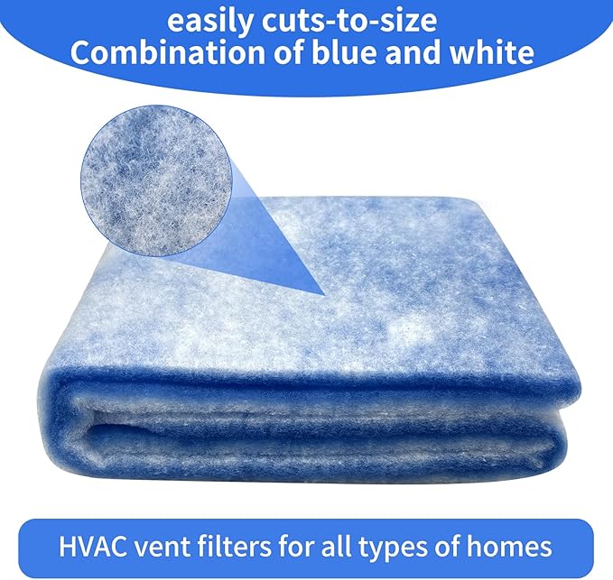 Custom Size Air Vent Filters,10''x120''x1'' Cut to Fit Air Filter Material with MERV 8 Rating & Adhesive Tape, for Home Floor, Grilles, Ceiling, HVAC Furnace Vents