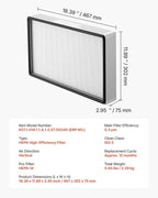 VEVOR Laminar Flow Hood Filter, 18.39 x 11.89 x 2.95 in, 1 Piece HEPA Filter Replacement for 23.62 x 21.65 in Portable Clean Room to Capture Particles Sized 0.3μm, Glass Fiber, Aluminum Frame
