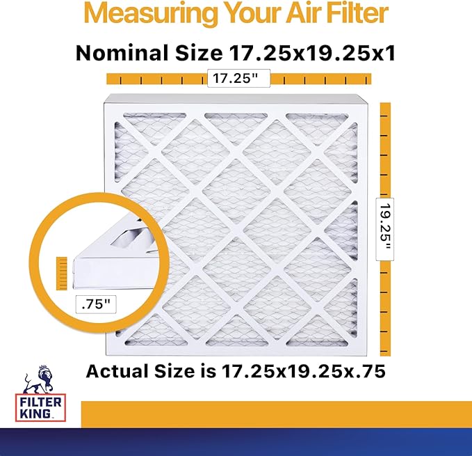 Filter King 17.25x19.25x1 Air Filter | 6-PACK | MERV 13 HVAC Pleated A/C Furnace Filters | MADE IN USA | Actual Size: 17.25 x 19.25 x .75"