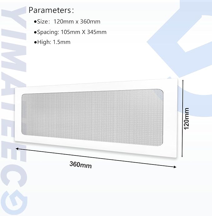 Dust Filter PC 360mm x 120 mm Magnetic Fan Dust Mesh for Computer Cooler/PSU/Routers, PVC 50 Mesh PC Case Screen Dustproof Vent Filter Cover Fan Grills (PVC, 120 * 360mm, 4pcs, White)