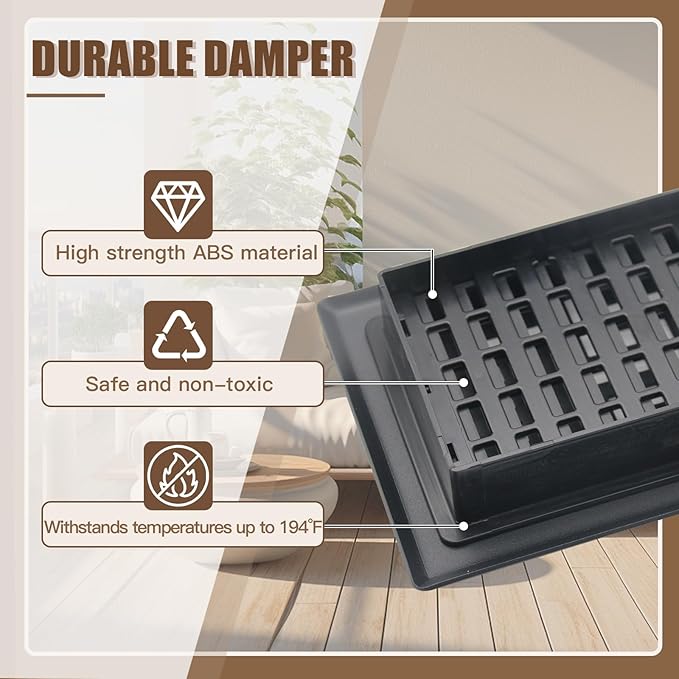Floor Vents Heavy Duty Walkable Steel Floor Registers 4x10 Inch Floor Air Vent Easy Adjust Air Supply Lever Floor Vent Register Black Color