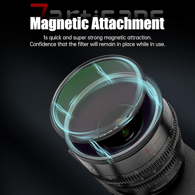 7artisans Nano Magnetic Filter UV Filter ND Light Reduction Filter/CPL Polarization Filter/GND Gradient Filter/Black Mist 1/4 Portrait Photography Filter Suitable for Lens(82mm ND8)