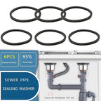 6PCS Kitchen Sink Filter Sealing Ring, Narrow Edge Rubber Gasket for Drain Pipe, Waste Pipe Gasket, 1-1/2 inch Drain Pipe Sink Odor Collector Siphon, 1.5-inch Inclined Sliding Joint Rubber Ring