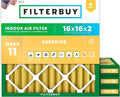 Filterbuy 16x16x2 Air Filter MERV 11 Superior Pet & Allergy Defense (4-Pack), Electrostatic Pleated HVAC AC Furnace Filters Replacement, Made in USA (Actual Size: 15.50 x 15.50 x 1.75)