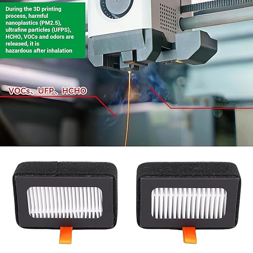 WALFRONT 2PCS Air Filter Activated Carbon Filter Cartridges Replacement for X1 P1S Series 3D Printers with Low VOC Emissions for Cleaner Air