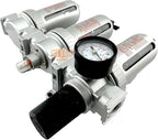 1/2" NPT MID FLOW Filter Regulator Coalescing Desiccant Dryer System For Compressed Air Lines, Poly Bowls, Great For Paint Spray And Plasma Cutter (MANUAL DRAIN)