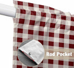 Swag Curtain Valances for Kitchen Windows,Farm Barn Western Star on Vintage Short Rod Pocket Window Valance,Red Buffalo Plaid Swag Topper for Bedroom Living Room,2 Panels 36x45in