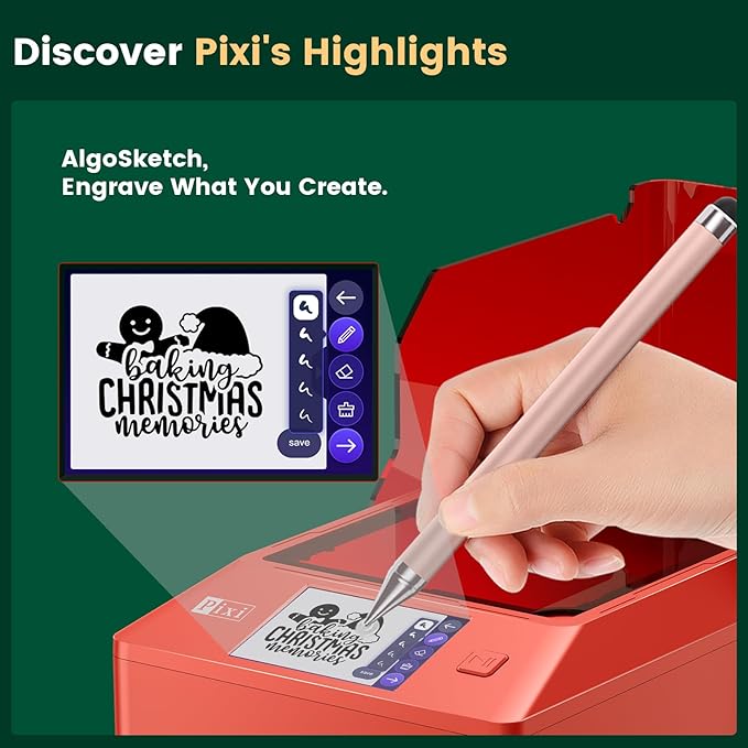 AlgoLaser 5W Laser Engraver Machine: Portable & Smart with 3.5" Touch Screen, Hand Drawing/Wireless/SD Card/Offline Engraving, AlgoOS 2.0 Self Developed System for Wood, Acrylic, Leather