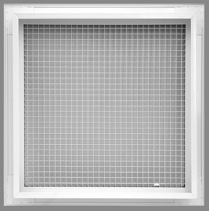 HVAC Premium 32'' x 14'' Cube Core Eggcrate Return Air Filter Grille for 1'' Filter - Aluminum - White [Outer Dimensions: 34.5'' x 16.5]