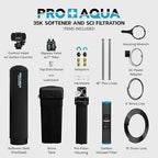 PRO+AQUA PRO-SCI-S35E Whole House Water Filter & Softener Bundle | 35,000 Grain Capacity, Removes Chlorine, Sediment, VOCs, Calcium, Magnesium, & More | Perfect for 2–3 bathrooms | Premium Durability