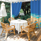 Summer Outdoor Curtains for Patio Beach Slippers Plumeria Waterproof Outside Curtains with Grommet Top Weatherproof Curtain for Cabana Pergola Gazebo, 1 Panel, 54" W x 84" L