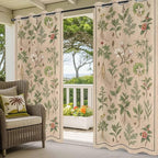 Vintage Outdoor Curtains for Patio Grass Herbal Botanical Garden Plants Waterproof Outside Curtains with Grommet Top Weatherproof Curtain for Cabana Pergola Gazebo, 2 Pack, 54" W x 95" L