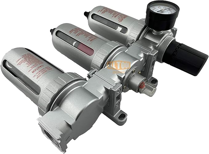 1/4" NPT MID FLOW Filter Regulator Coalescing Desiccant Dryer System For Compressed Air Lines, Poly Bowls, Great For Paint Spray And Plasma Cutter (AUTO DRAIN)