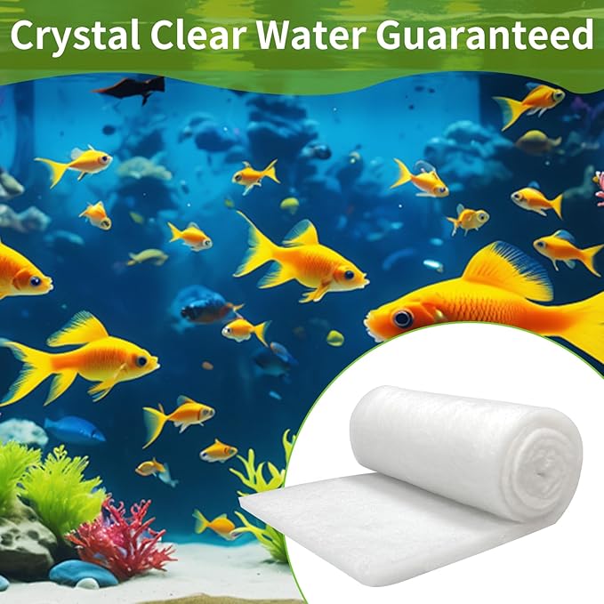 Aquarium Filter Floss 24"x36"x0.5" Filter Floss for Fish Tank -Micro Fine Multi-Layer Polishing Aquarium Filter Pad-Filter Media Roll for Crystal Clear Water Cut to Size
