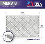 BNX TruFilter 20x30x1 Air Filter MERV 8 (4-Pack) - MADE IN USA – Dust & Pet Defense Electrostatic Pleated Air Conditioner HVAC AC Furnace Filters for Dust, Pet, Mold, Pollen MPR 600 – 700 & FPR 5