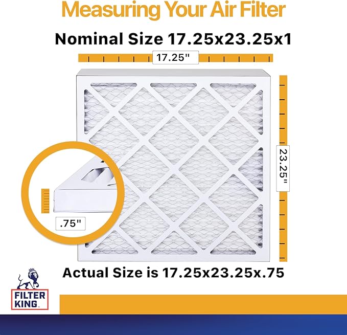 Filter King 17.25x23.25x1 Air Filter | 4-PACK | MERV 13 HVAC Pleated A/C Furnace Filters | MADE IN USA | Actual Size: 17.25 x 23.25 x .75"