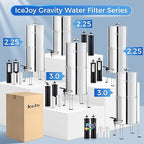 IceJoy 0.01μm Ultra-Filtration Gravity Water Filter System, 2.25G Stainless Steel Countertop Purifier with 4 Filters, Water Level Spigot & Stand, Reduce Fluoride & Chlorine, NSF/ANSI 42