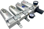 4 STAGE SUPER DUTY INDUSTRIAL GRADE ULTRA CLEAN FILTER REGULATOR COALESCING DESICCANT DRYER SYSTEM FOR COMPRESSED AIR LINES METAL BOWLS GREAT FOR PAINT SPRAY AND PLASMA CUTTER (1"NPT AUTO DRAIN)