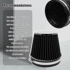 RYANSTAR 152mm 6" High Flow Round Tapered Cone Closed-Top Washable Clamp-On Dry Air Filter short 155mm tall Black