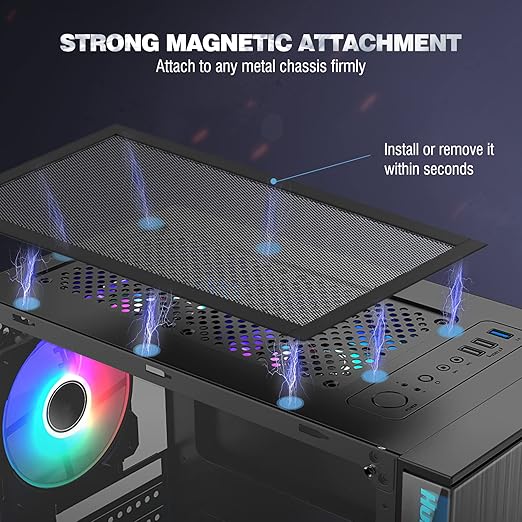 MoKo 400x300mm DIY PC Case Dust Mesh Filter, [2 Pack] PVC Dustproof Magnetic Dust Filter Cover, PC Mesh Grill with Magnetic Frame Strip Computer Cooler Fan Dust Filter for Computer PC Case, Black
