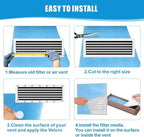 Air Vent Filters Roll, 120" x 12" Cut to Fit Air Filter Material (50+ Filters), MERV 8 Triple Vent Filter for Home Floor, HVAC Furnace Vents, Ceiling, with Adhesive Hook Tape and Installation Tape