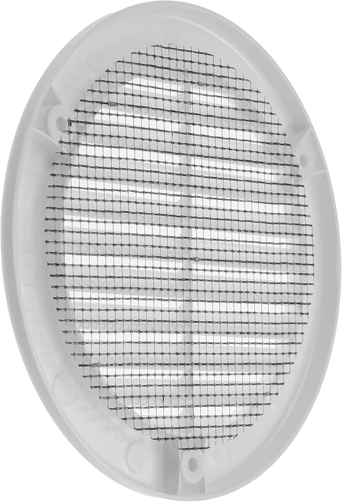 Vent Systems 4" Inch (Opening Dimensions) - Pack of 2 - White Soffit Vent Cover - Plastic Round Air Vent Grille - Built-in Mesh Screen - HVAC Register Louver for Bathroom, Home, Kitchen